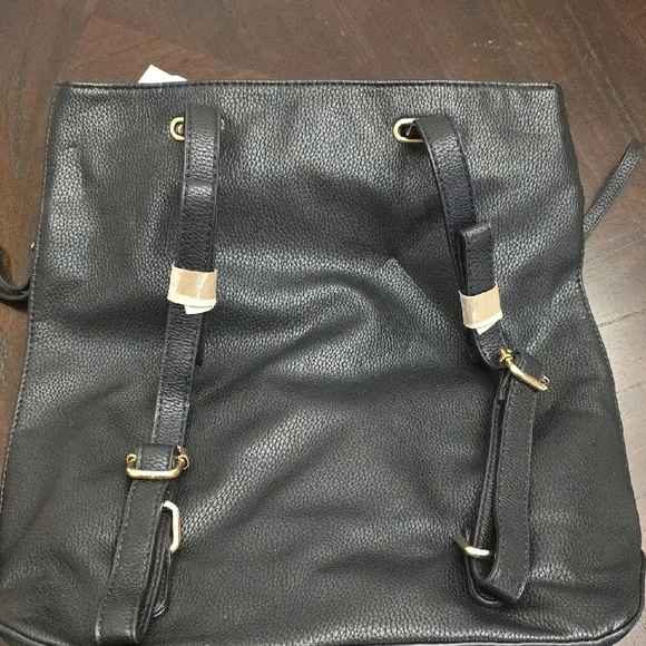 NEW! Elegant Black Vegan Leather Tote Bag - Picture 2 of 3